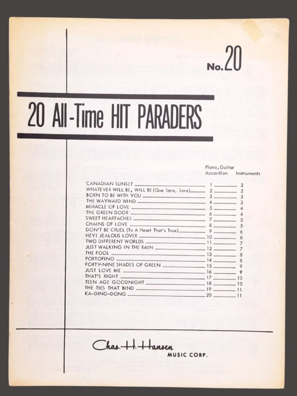 Vintage 20 All-Time Hit Paraders #20 Sheet Music 20 Songs Included Elvis 1955